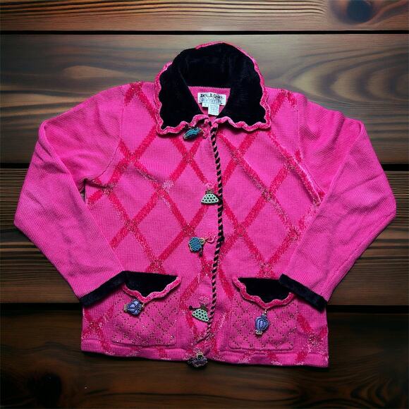 VINTAGE 80’s Jack Be Quick Collared Sweater With Beaded Accents Size S - Picture 2 of 7